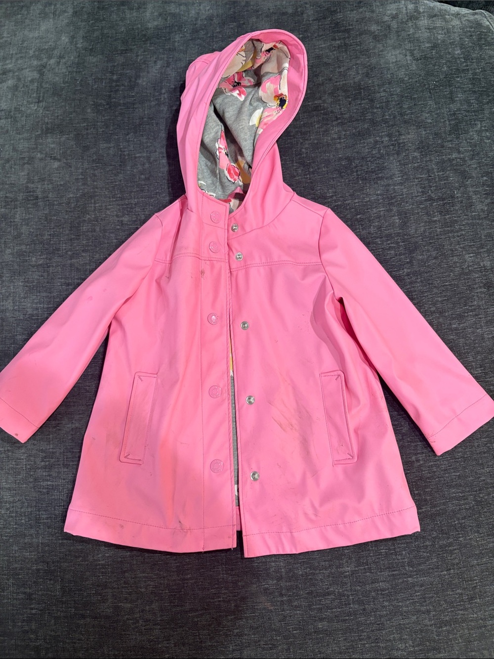 GAP Pink Hooded Girls' Raincoat with Floral Lining